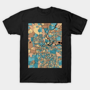 Fort Wayne Map Pattern in Mid Century Pastel T-Shirt